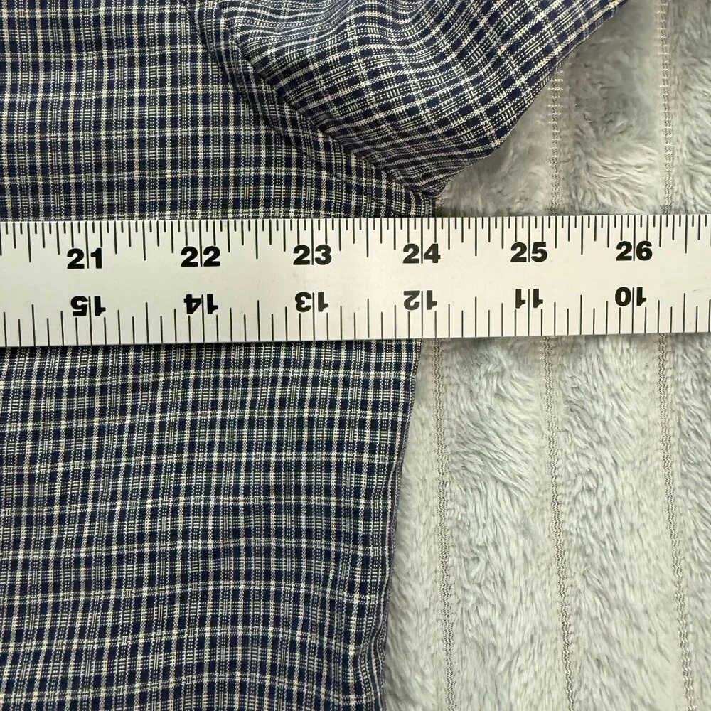 The North Face Shirt Mens L Blue Plaid Long Sleeve Pockets Modal Button-Up Mesh‎